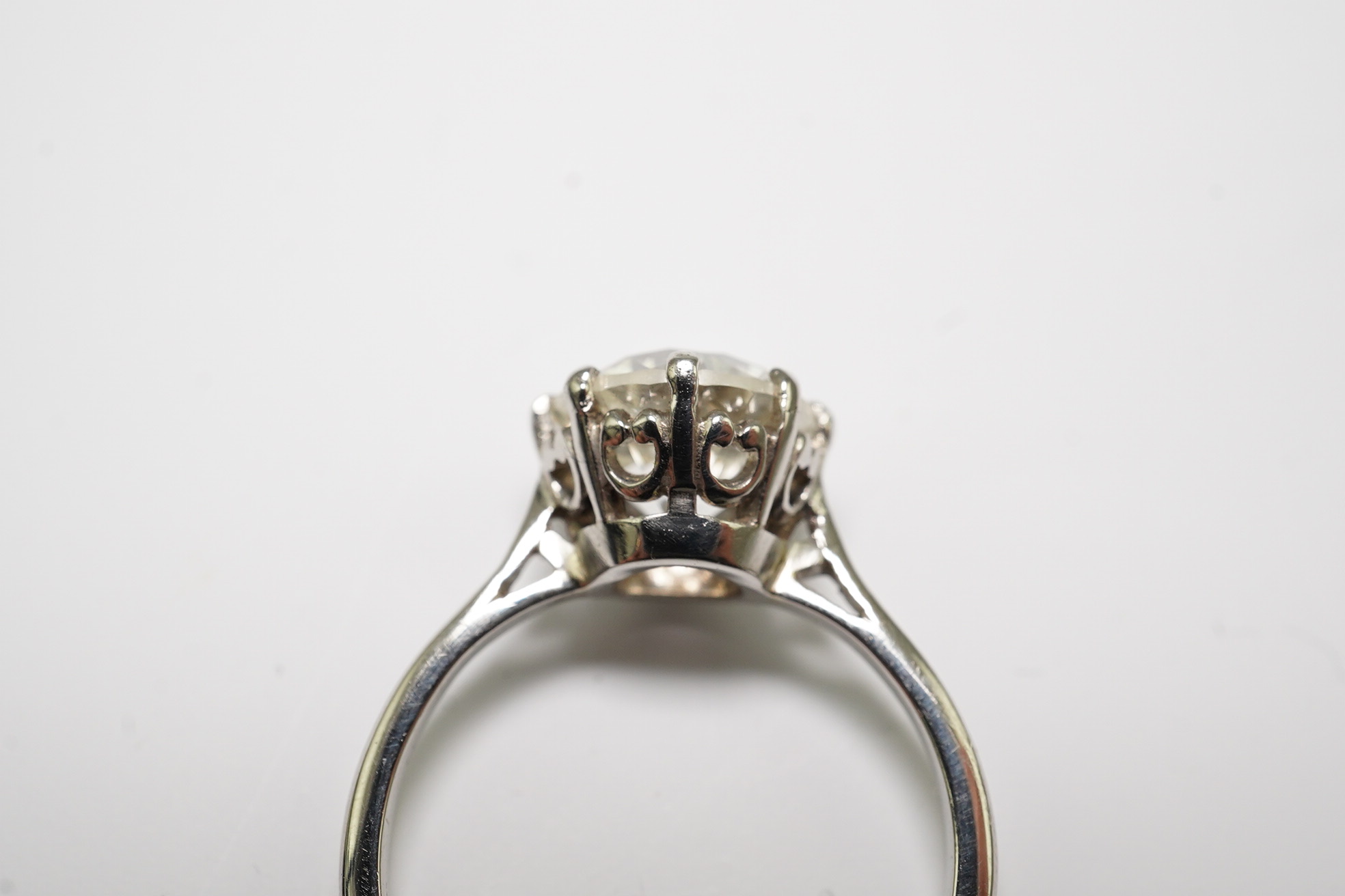 A platinum and solitaire diamond set ring